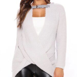 Fashion Nova Buckle Hooded  Soft Sweater